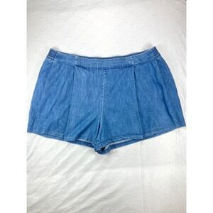 Jessica Simpson Pleated Denim Shorts Women 3X Blue Elastic Waist Breathable Chic